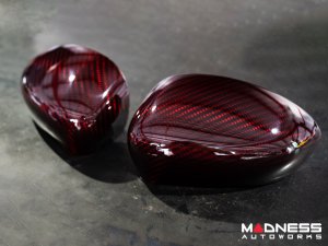 FIAT 500 Mirror Covers - Carbon Fiber - Red Candy